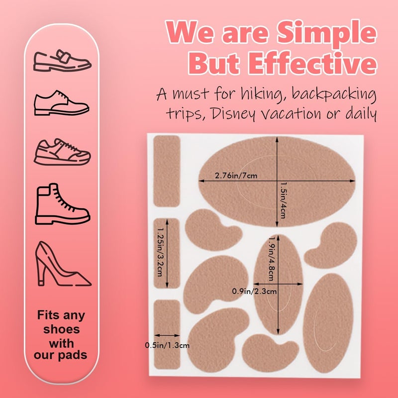 Decproch Adhesive Moleskin Pads for Blister Feet, Moleskin Padding, Mole Skin Tape Stickers for Feet, Blister Prevention Bandages for Boots Hiking Reduce Friction Pain - 5 Sheets (55 Pieces Total) - Image 5